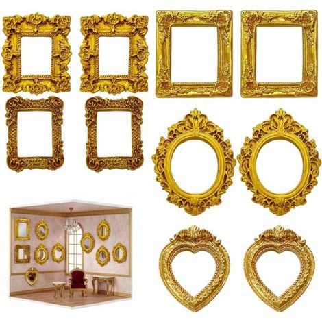 10 Mini-Fotorahmen – Vintage-Fotorahmen – Bilderrahmen – Barockstil – Kunststoff – Gold (1/5)