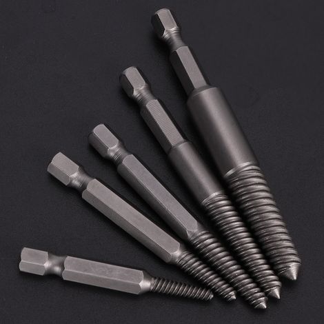 Kit d'extraction facile de 5 vis cassées à tige hexagonale et dents fines pour boulons endommagés (1/5)
