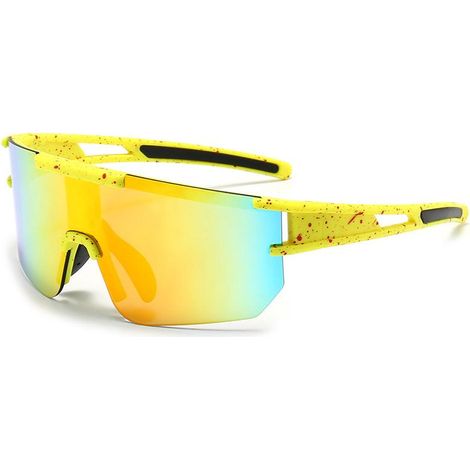 Lunettes de vélo polarisées jaune-orange, lunettes de sport homme femme, anti-vent anti-buée anti-UV 400, pour running, cyclisme, pêche, volley-ball de plage (1/5)