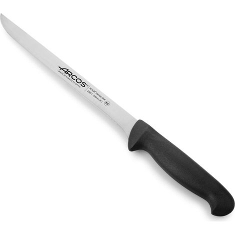 Cuchillo fileteador Arcos Colour - Prof 295125 de acero inoxidable Nitrum y mango ergonómico de Polipropileno de color negro y hoja de 20 cm, funda display (1/5)