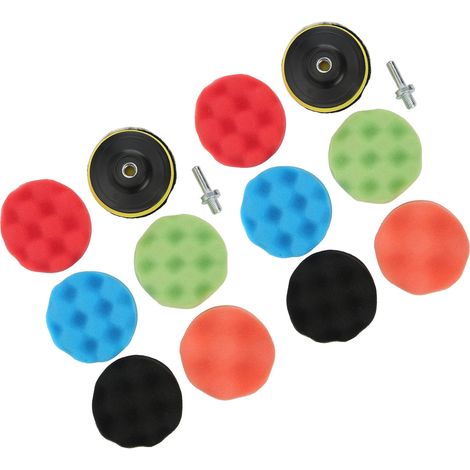 Set mit 2 3-in-1-Polierschwämmen, 5 Farben, Pad mit Verbindungsstange für Kfz-Bohrmaschine (1/5)