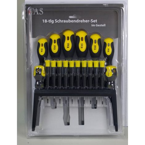 BURI Set Schraubendreher 18 teilig Schlitz Kreuz Torx Zieher Werkzeuge Heimwerker (1/3)