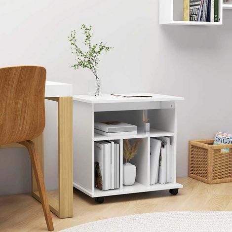 vidaXL Mobiletto con Ruote Bianco Lucido 60x45x60 cm Legno (1/4)