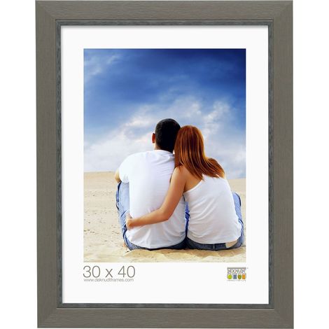 Cadre Photo Look Technique de Peinture avec Filet Beige Résine Gris 19,9 x 19,9 x 1,5 cm (1/3)