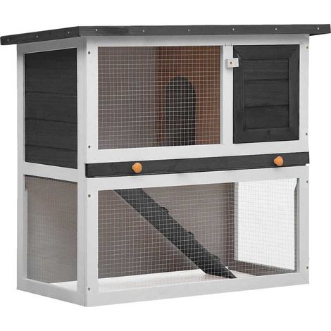 Kaninchenstall 1 Tür Grau Holz