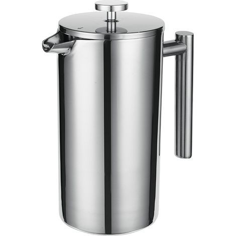 Cafetière à Piston en Acier Inoxydable à Double Paroi Isolante 1 litre (5 tasses) French Press isotherme Presse française incl. filtres de rechange (1/5)