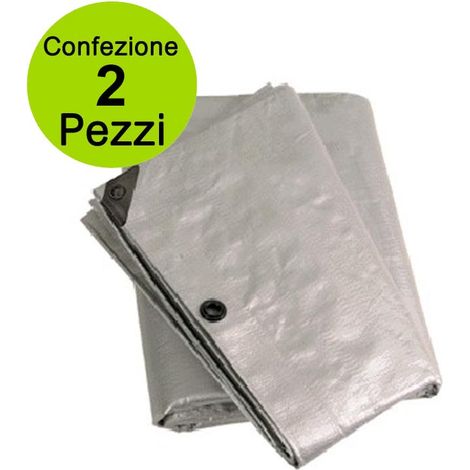 Multipack 2 pezzi telone occhiellato grigio 200 gr modello e metri 8x10