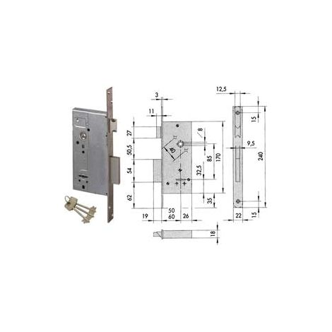 Serratura Da Infilare Doppia Mappa Con Scrocco 57211 - mm.50 (57211500)