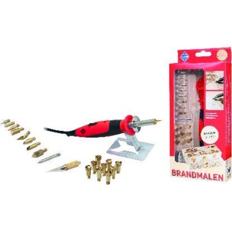 PETER BAUSCH Brandmal-Set mit An/Aus Kolben und 20 Aufsätzen Pebaro