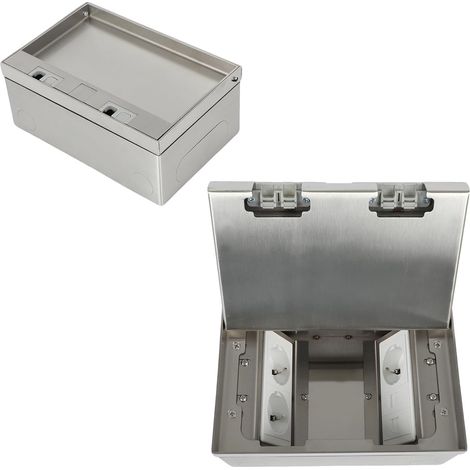 Réservoir de sol, prise encastrée en acier inoxydable, prise encastrée au sol étanche avec 3AC + 2 RJ45 pour cuisine, salon, bureau, réservoir inférieur escamotable (3AC) (1/5)