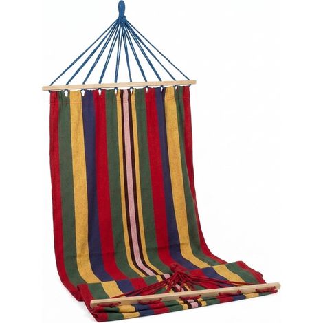 Amaca da Giardino a Righe con Barre in Legno per Esterno Relax 200x80 cm Colore 2