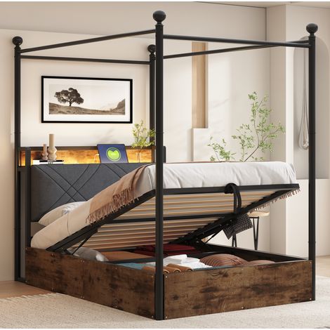 Letto singolo contenitore 90x190 con baldacchino OKMYHOME (1/5)