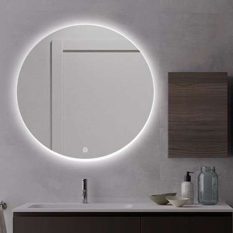 Miroir rond salle de bain 60 cm – LED intégrées – Fixation murale