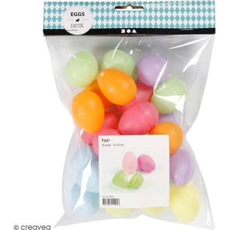 Oeuf de Pâques en deux parties à décorer - Multicolores - 4,5 cm - 24 pcs
