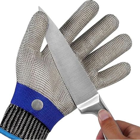 Gants Anti-Coupure Niveau 9, Protection Cuisine et Huître, Maille Acier Inoxydable pour Boucher, Découpe de Viande (Taille XL) (1/5)