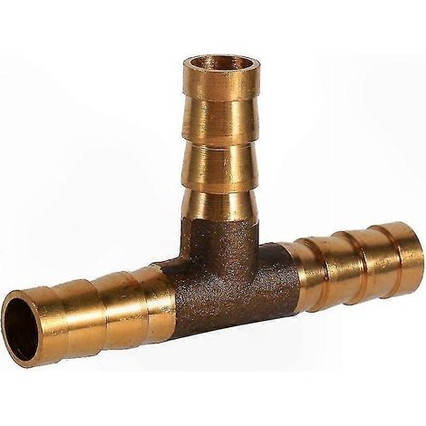 3-Wege-Messingverschraubung, Schlauchtüllenadapter für 8-mm-Schläuche, T-Stück für Kraftstoff, Luft, Wasser, Gas, Öl – 2er-Pack (1/5)
