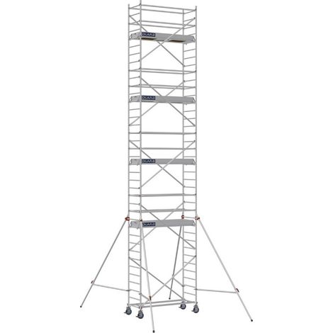 DUARIB GROUP - Échafaudage roulant aluminium Docker – Version lisses – Largeur 85 cm – Hauteur max 11,90 m – Longueur 2,05 / 2,54 / 2,95 m - Hauteur de plateau 8,9 m - L 2,05 x l 0,85 m (1/2)