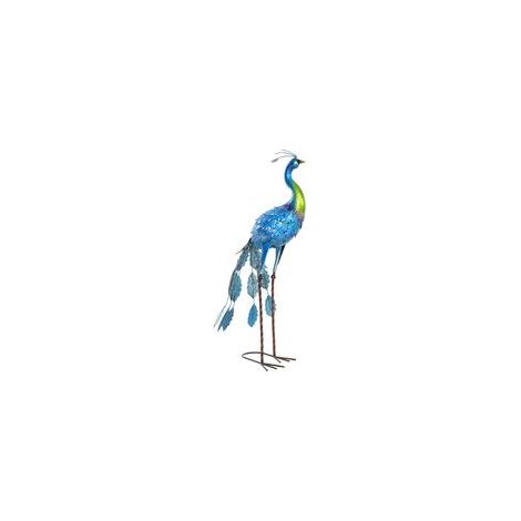 Statue de paon de jardin décoration jardin extérieure en métal résister aux éléments 40 x 43 x 83 cm multicolore