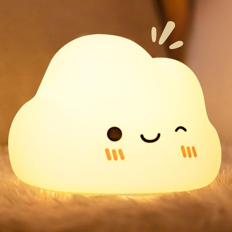 Veilleuse Nuage - 1 Unité - Silicone - 7 Couleurs et 3 Luminosités - Chambre Bébé et Enfant - Blanc (1/5)