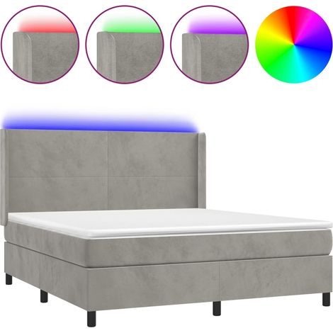 Maison Exclusive - Letto a Molle Materasso e LED Grigio Chiaro 180x200 cm Velluto (1/5)