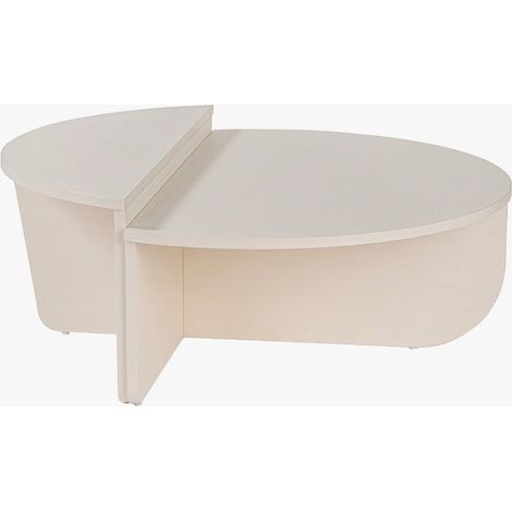 ELYNA Table basse ronde couleur bois blanc D90 cm (1/5)