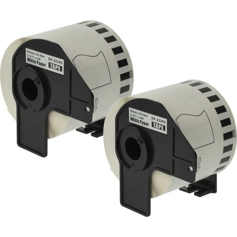 vhbw 2x Rolle mit Halter 1 Etikette Ersatz für Brother DK-22205 für Drucker - 62mm x 30,48m Premium Weiß (1/5)