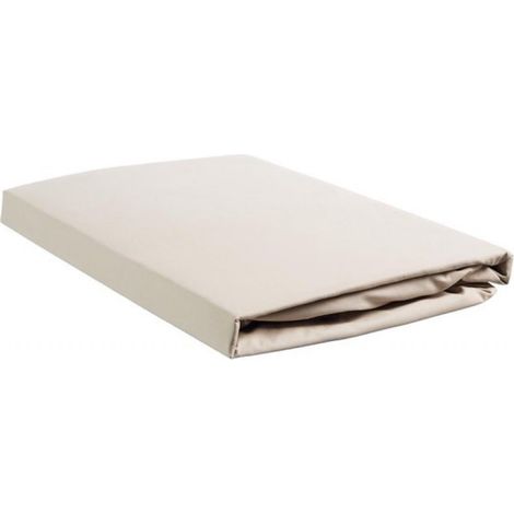 Drap-housse en coton, 180 x 220 cm, couleur sable (1/4)