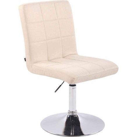 Silla de comedor x1 giratoria regulable en altura costuras cuadradas tela crema y patas de metal cromado 100008536 (1/4)