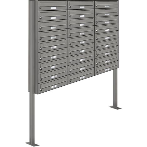 27er Premium Standbriefkasten Aluminiumgrau RAL 9007 freistehend Postkasten Ständer (1/5)