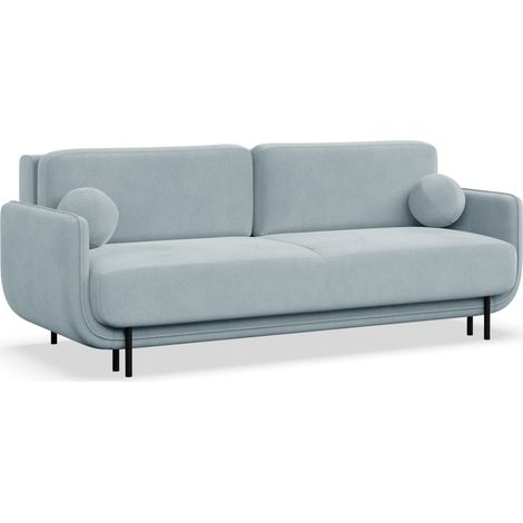 Selsey Ovals – 3-Sitzer Schlafsofa mit Samt, Hellblau