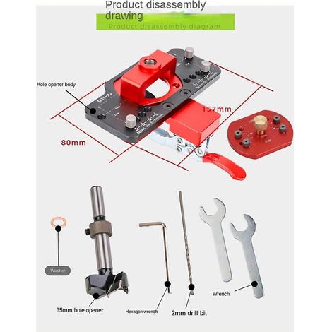 Werkzeug zum Öffnen von 35-mm-Scharnierlöchern für die Holzbearbeitung, z. B. für Schränke (wie abgebildet) (1/5)