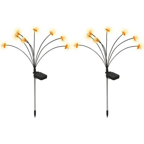 Lot de 2 lumiere Petite abeille solaire exterieur, lumière Petite abeille à énergie solaire, Lampes Solaires Extérieures, Lampes Solaires de Jardin-8 perles de LED (1/5)