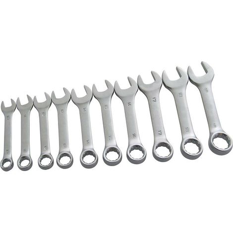 TRADE SHOP - Set Da 10 Pz Chiavi Inglese Combinate Fisse E Stella Corte 10 A 19mm In Acciaio -