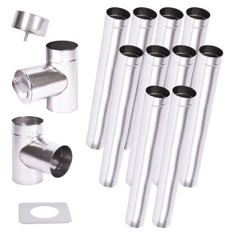 Kit conduit cheminée simple paroi de 10 m Ø 100/120/130/150/160/180/200 mm - 120 mm