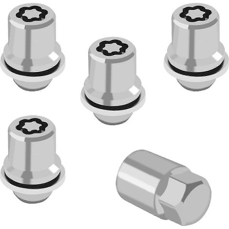 4 écrous antivol pour Toyota, M12x1,5 avec clé de verrouillage, 00276-00900, écrous chromés compatibles avec les écrous de roue de voiture. (1/5)