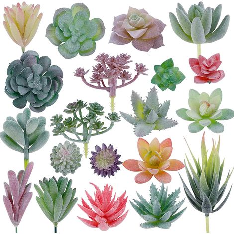 20 mini plantes succulentes artificielles floquées, fausses plantes succulentes de qualité supérieure pour la décoration de bricolage, les compositions florales murales et la décoration de bureau (san (1/5)