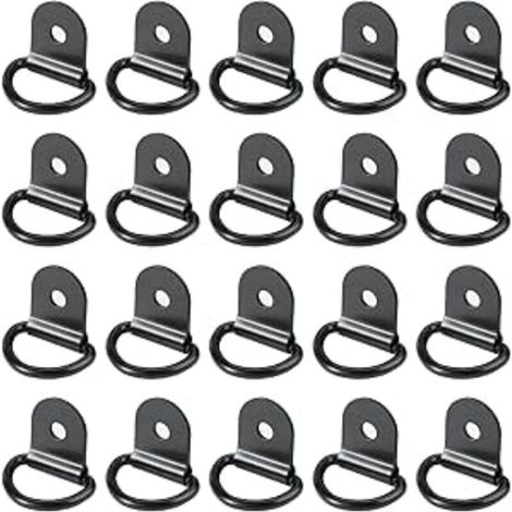 20 pièces Anneaux D'arrimage, INOX,remorque d'anneau Montage d, Rond pour Pliable(36 x 25 mm, Noir) (1/4)