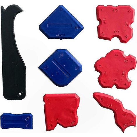 Kit de 8 outils en silicone pour lissage et finition de mastic - Profils pour joints d'angle, retrait d'étanchéité, accessoires de calfeutrage (1/5)