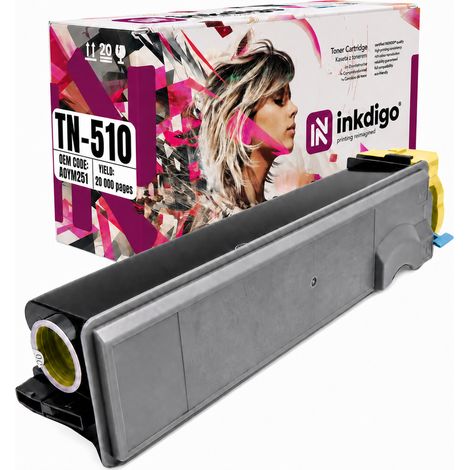 Toner Inkdigo TN510Y compatibile con Konica Minolta Bizhub C500, certificato TÜV. (1/5)