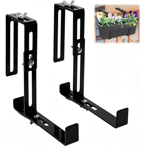 Support de jardinière réglable en acier massif de 3 mm pour balustrades (1/5)