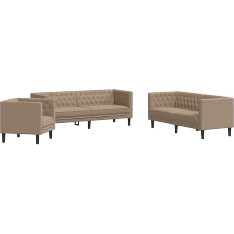 Maison Exclusive - Set Divani Chesterfield 3pz Cappuccino in Similpelle (1/5)