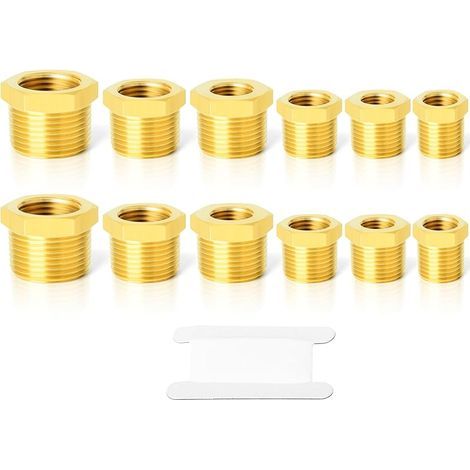 12-teiliges Messing-Sechskant-Fitting-Set 1/4"-1/8", 3/8"-1/8", 3/8"-1/4", 1/2"-1/4", 1/2"-3/8", 3/4"-1/2" (1/5)