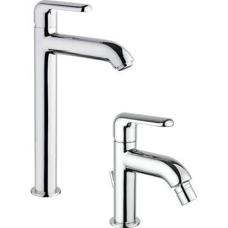 Set miscelatori lavabo alto e bidet in colore cromo Piralla Last KITLAST3CR