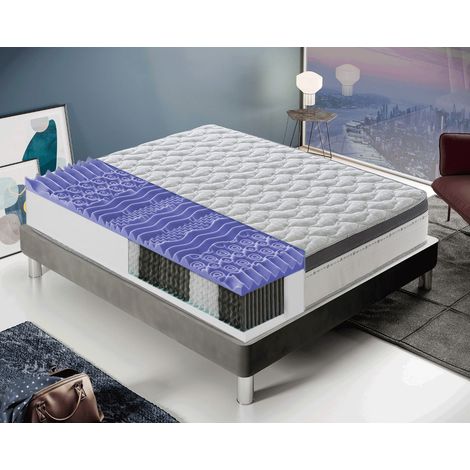 Taschenfedermatratze - 28 cm hoch - mit 7 cm Memory Foam - 800 Taschenfedern - Orthopädie - 13 Komfortzonen 120x200