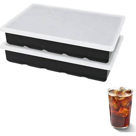 Lot de 2 Bacs à Glaçons en Silicone avec Couvercle Hermétique – 135 Glaçons de 3,5 cm Faciles à Démouler, Idéal pour Cocktails, Whisky, Boissons Fraîches, Purées, Fruits (1/5)