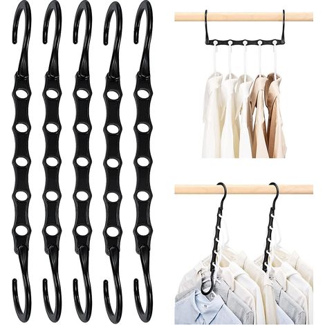 Habillage gain de place noir, habillage intelligent et compact, idéal pour tous types de vêtements, pour le rangement et l'habillage. (1/4)
