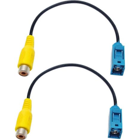 2 adaptadores de cable RCA para conexión de vídeo de cámara de marcha atrás AV-IN de Fakra - Adaptador de cable de vídeo Fakra a RCA (1/5)