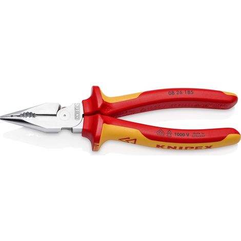 KNIPEX 08 26 185 Pince universelle multifonctions isolées par gaines bi-matière, certifiées VDE chromée 185 mm (1/9)