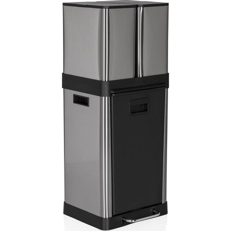 Abfallsammler / Mülltrennsystem CLEAN 3 32L(6Lx2+20L) Stahl satin silber hjh OFFICE (1/5)