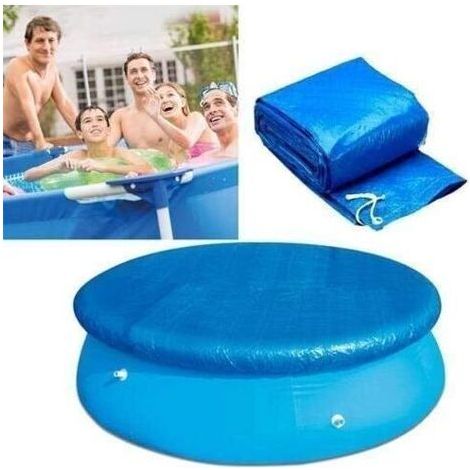 Bâche de protection/couverture de bassin de 183 cm de diamètre avec fixations par corde, bâche robuste, étanche à la poussière et au vent pour piscines hors sol rondes (1/5)